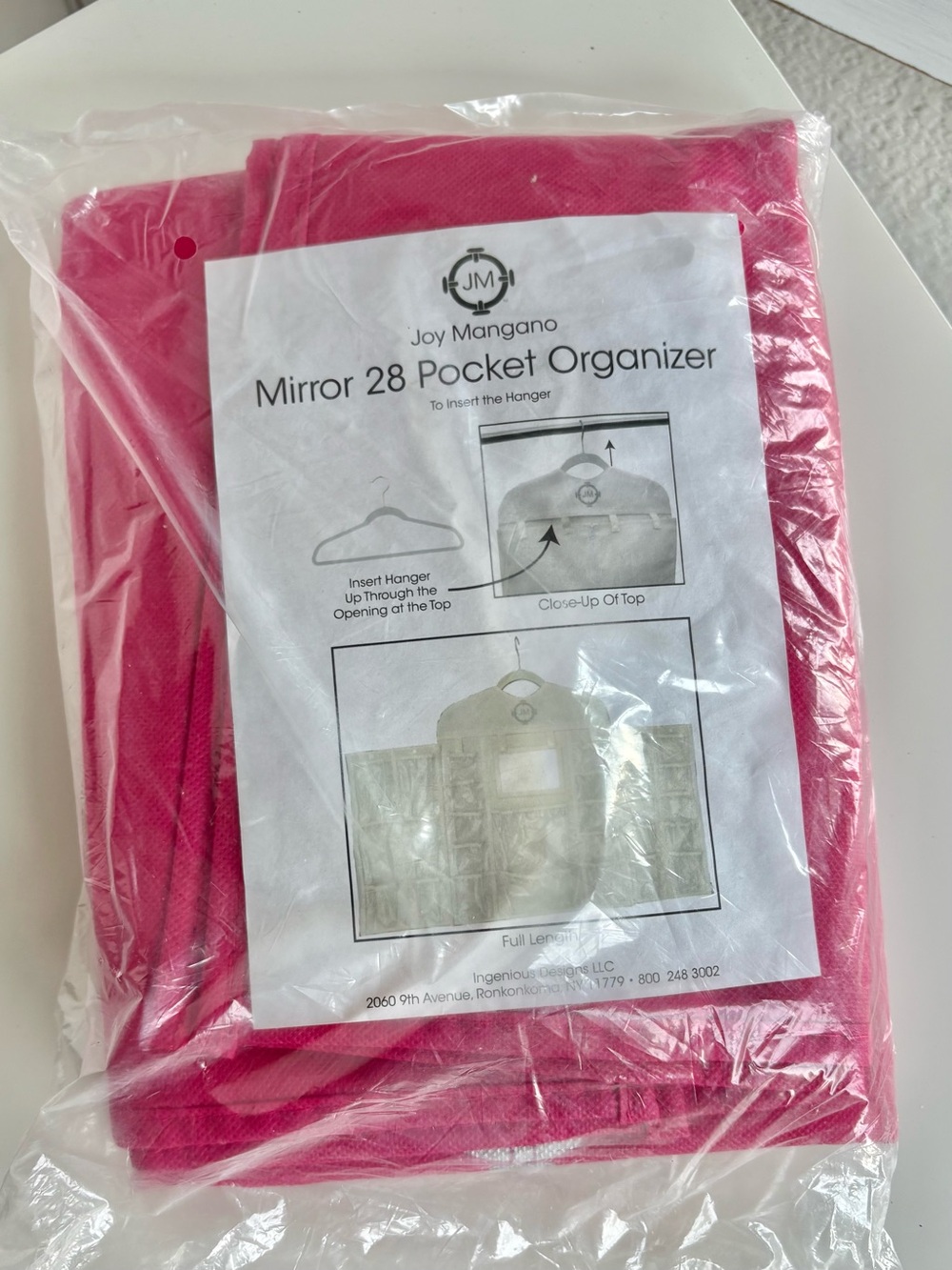 Joy Mangano Mirror 28 Pocket Organizer & Shoe Carousel - Hot Pink